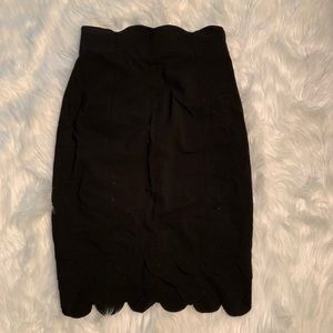 Catherine Malandrino Black Pencil Skirt Scalloped